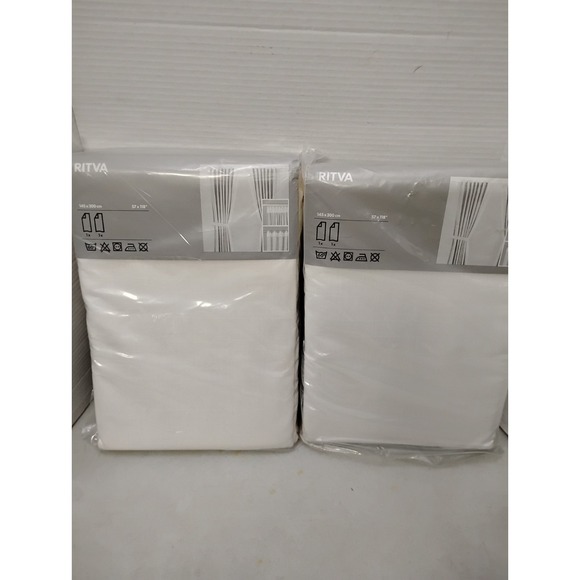 IKEA Other - Ikea RITVA Curtains w Tie-Backs 57x118 " 2 Pairs, White 800.638.33 - NEW In Pkg